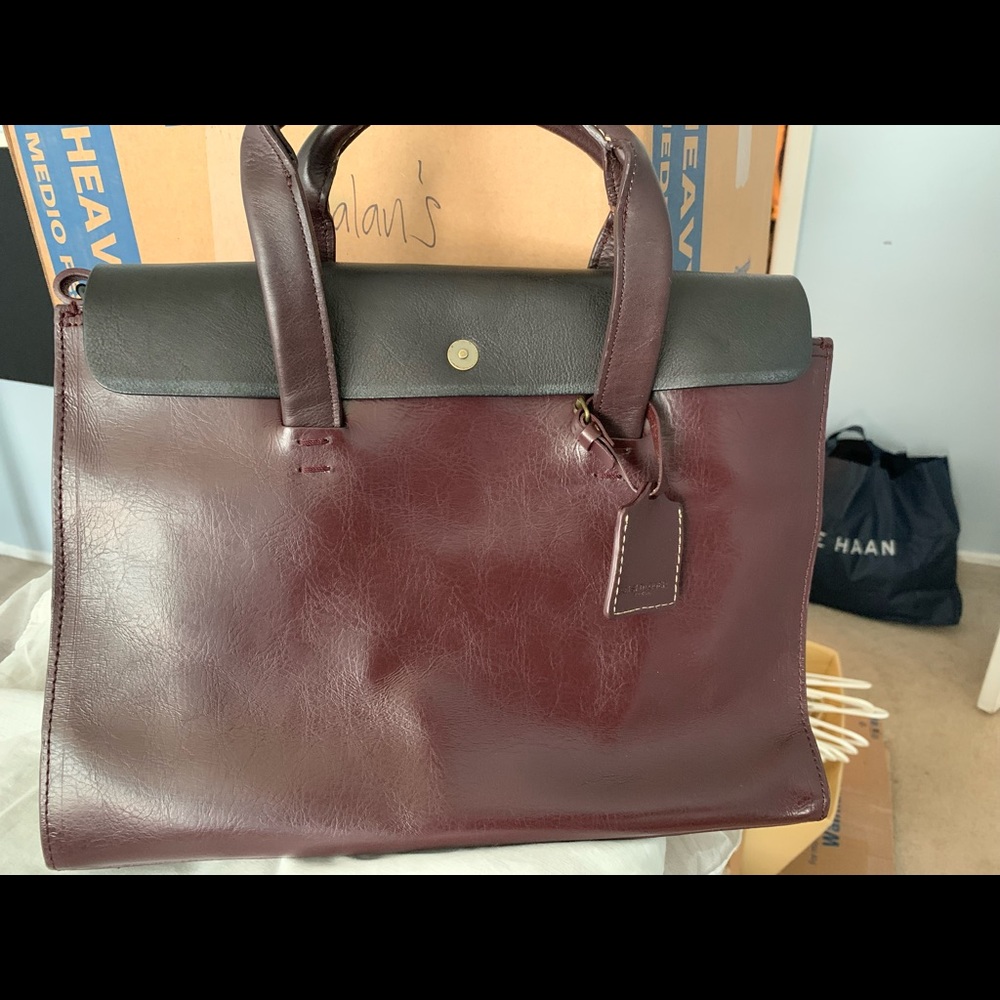 Burgundy/black satchel